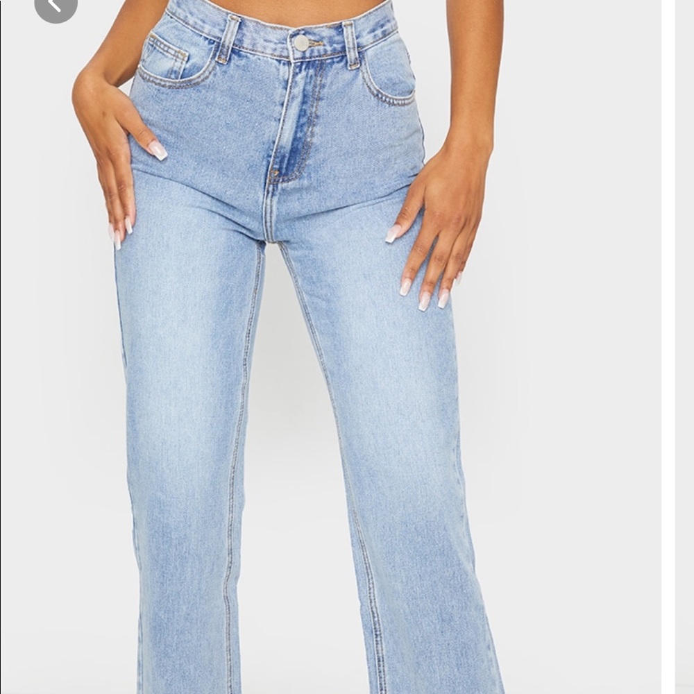 White wash split hem jeans